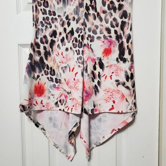 Boston Proper sleeveless v neck hi low handkerchief cut in front animal print S - Picture 10 of 14